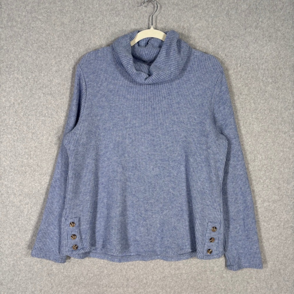 Croft Barrow Waffle Knit Thermal Cowl Sweater Large Lagenlook Artsy Lounge Comfy